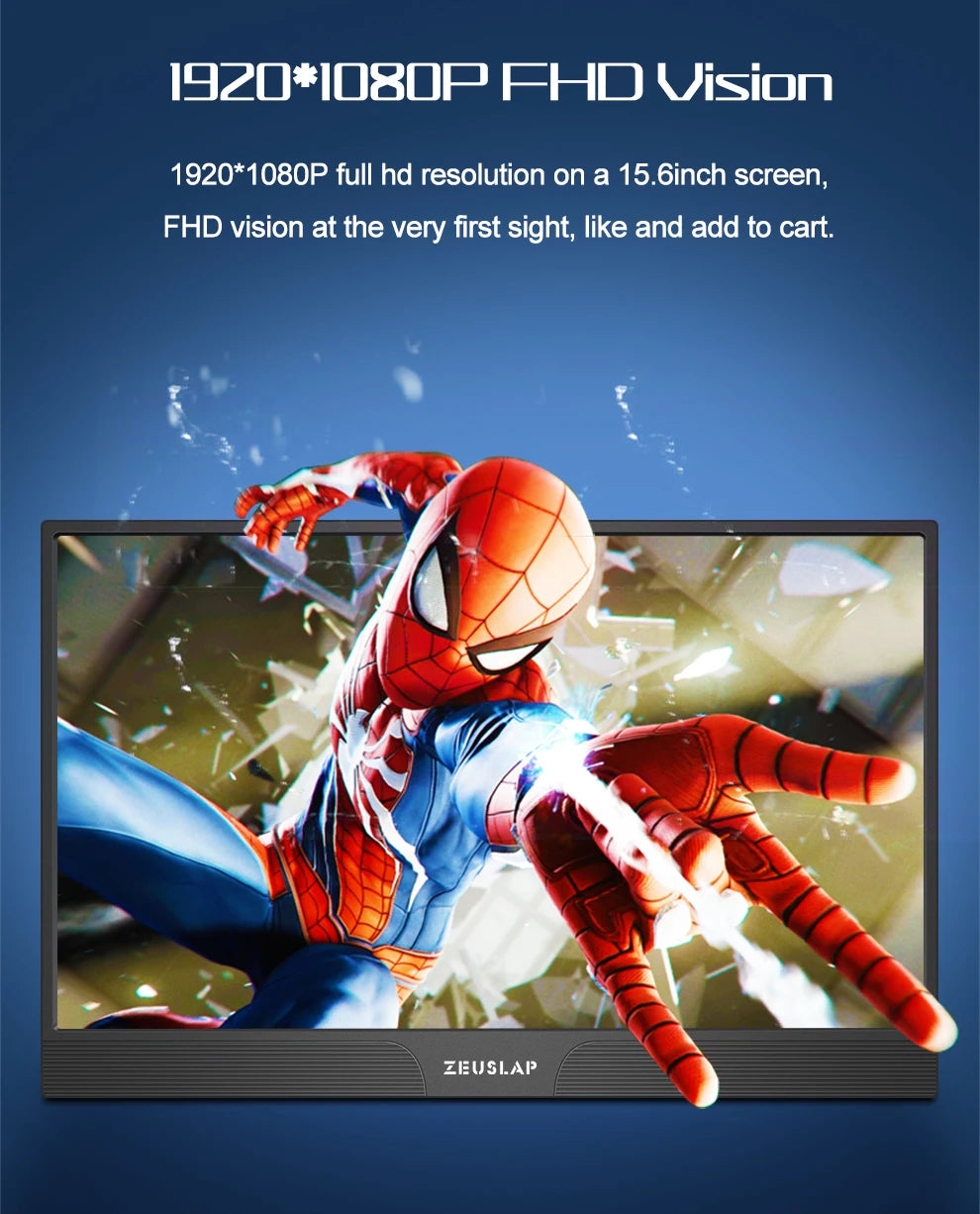 ZEUSLAP Z15ST 15,6" prenosni monitor na dotik | FHD 1080p, USB-C in HDMI, DeX/EMUI/TNT