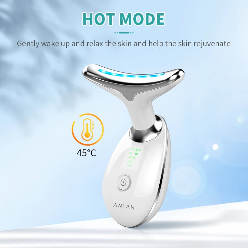 ANLAN Neck & Face Beauty Device | EMS Lifting, 3‑Color Light, Double‑Chin Reduction