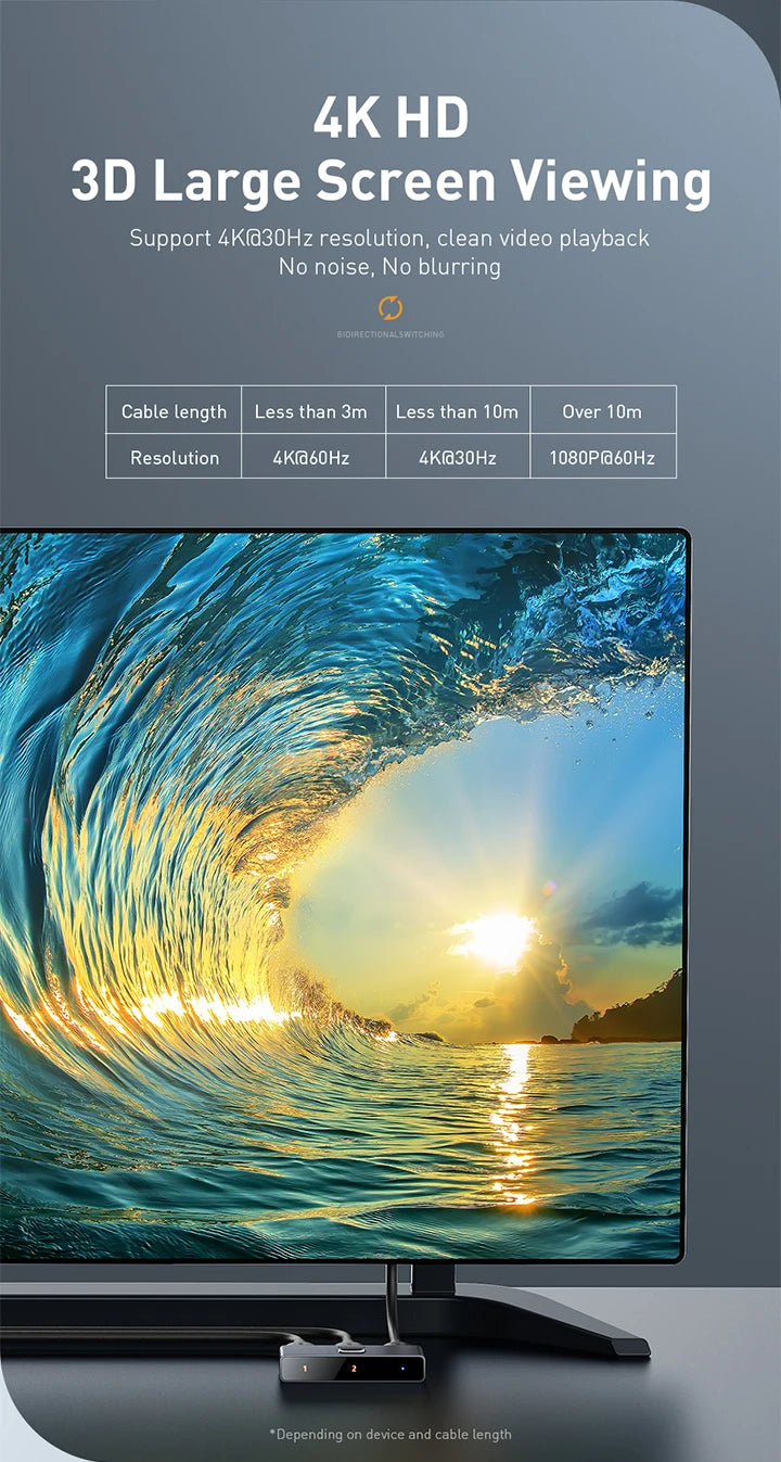 Baseus HDMI-kompatibilni preklopnik 4K 60Hz dvosmerni
