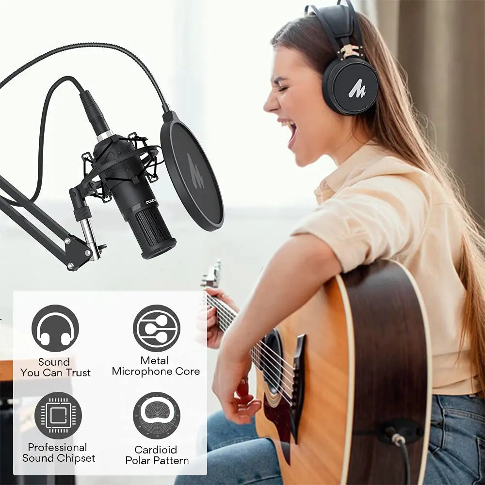 Maono PM320S – Professional XLR Condenser Microphone Kit | Cardioid Vocal Studio Mic for Streaming, Voice‑Over & Home‑Studio Recording