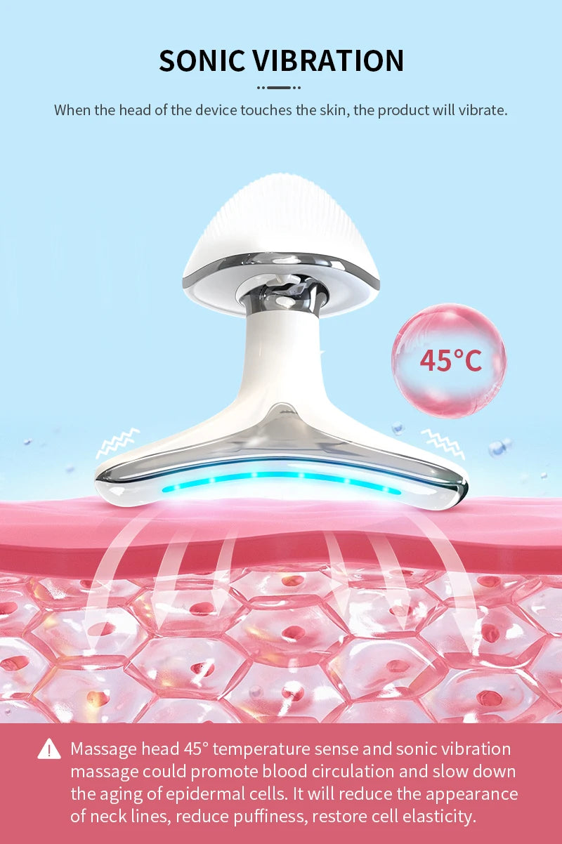 ANLAN Neck Lifting Beauty Device – EMS Facial Neck Tightening, 3 Colors Light Skin Care Tool to Reduce Double Chin - Limetastore