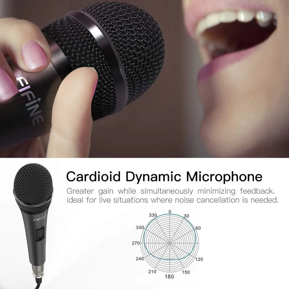 FIFINE K6 Dynamic Vocal Microphone | Handheld Mic for Karaoke & Events - Limetastore