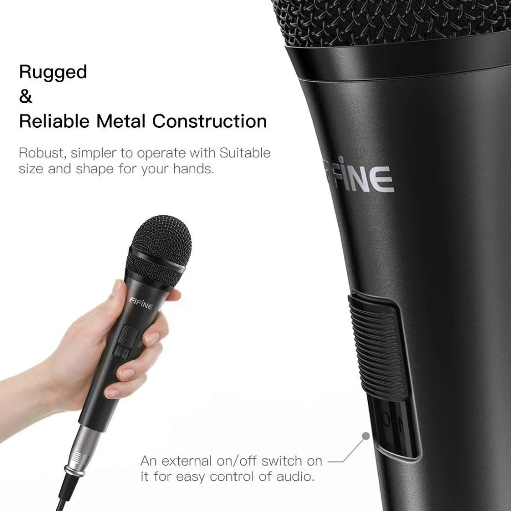 FIFINE K6 Dynamic Vocal Microphone | Handheld Mic for Karaoke & Events - Limetastore