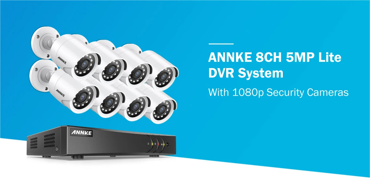 ANNKE 1080P H.265+ CCTV sistem | 8-kanalni DVR, 2MP bullet kamere, IP66 za zunanjo uporabo
