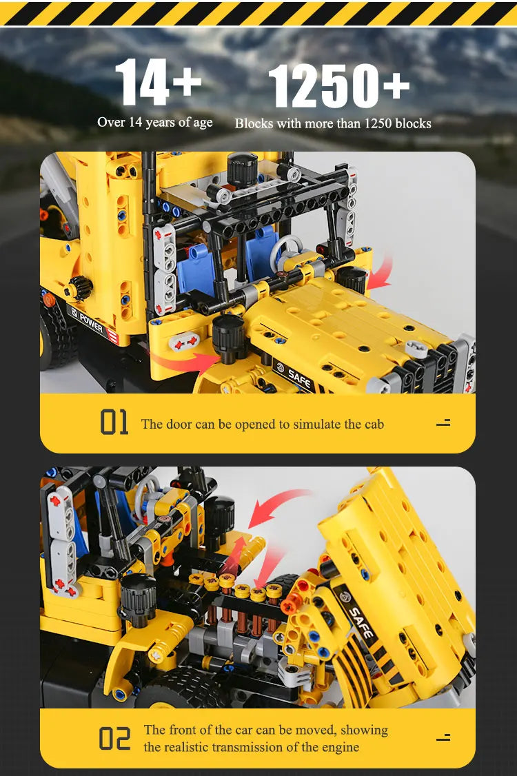Mould King 17011 High-Tech Tow Truck | Motorized MOC-43434 Road Trailer Building Block Set - Limetastore