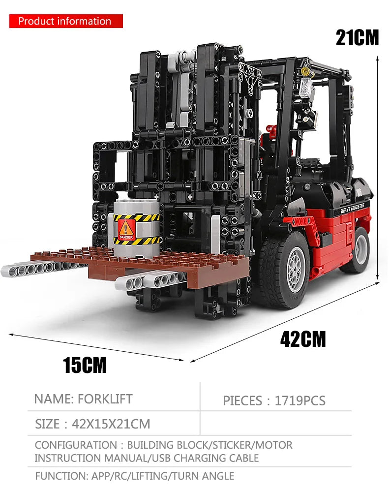 Mould King 13106 Technical Building Blocks MOC-3681 Bricks City Engineering Vehicles RC Forklift Truck Toy For Kid Birthday Gift - Limetastore