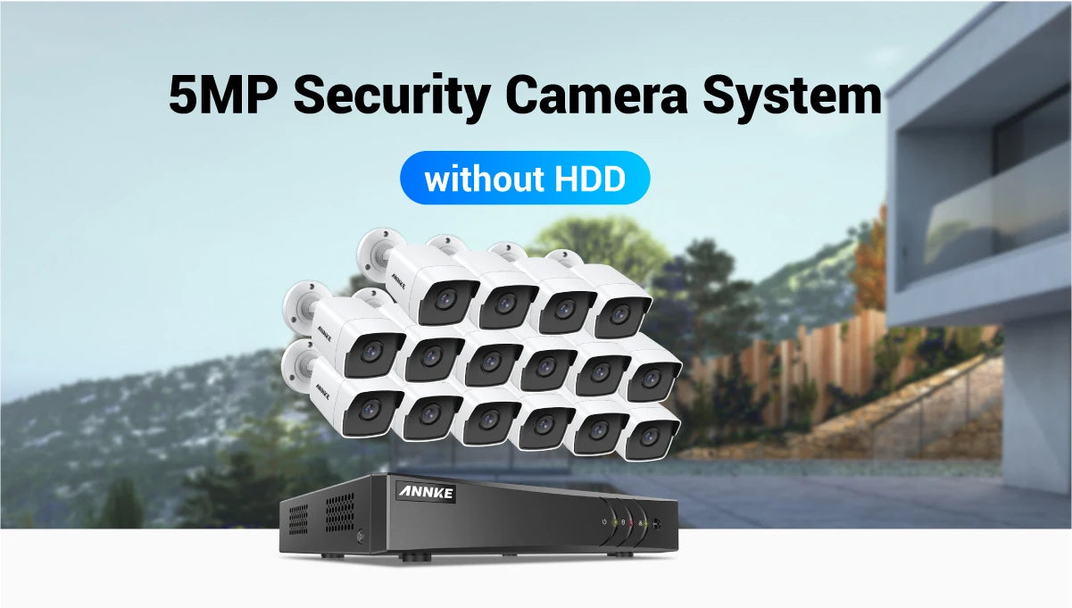 ANNKE 5MP Ultra HD CCTV System | 16CH H.265+ DVR, 16× 5MP EXIR Cameras, Outdoor Surveillance