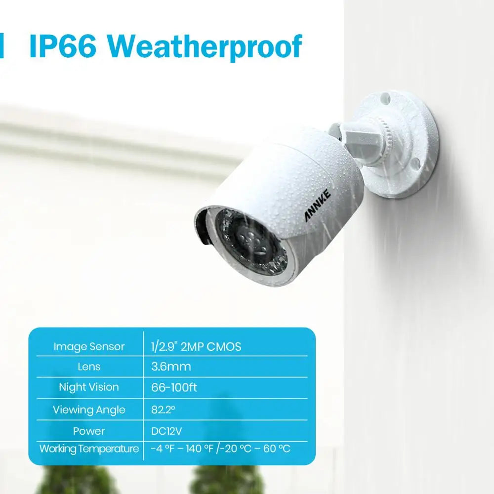 ANNKE 1080P H.265+ CCTV sistem | 8-kanalni DVR, 2MP bullet kamere, IP66 za zunanjo uporabo