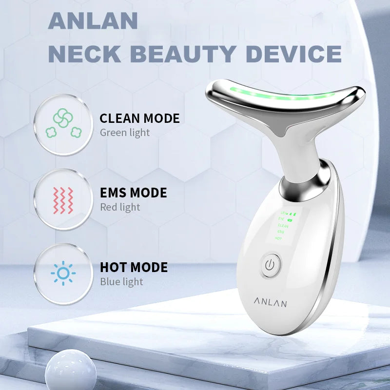 ANLAN Neck Lifting Beauty Device – EMS Facial Neck Tightening, 3 Colors Light Skin Care Tool to Reduce Double Chin - Limetastore