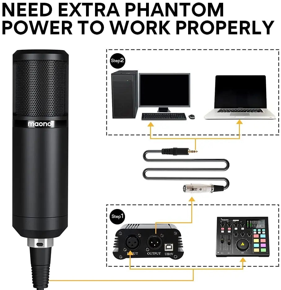 Maono PM320S – Professional XLR Condenser Microphone Kit | Cardioid Vocal Studio Mic for Streaming, Voice‑Over & Home‑Studio Recording