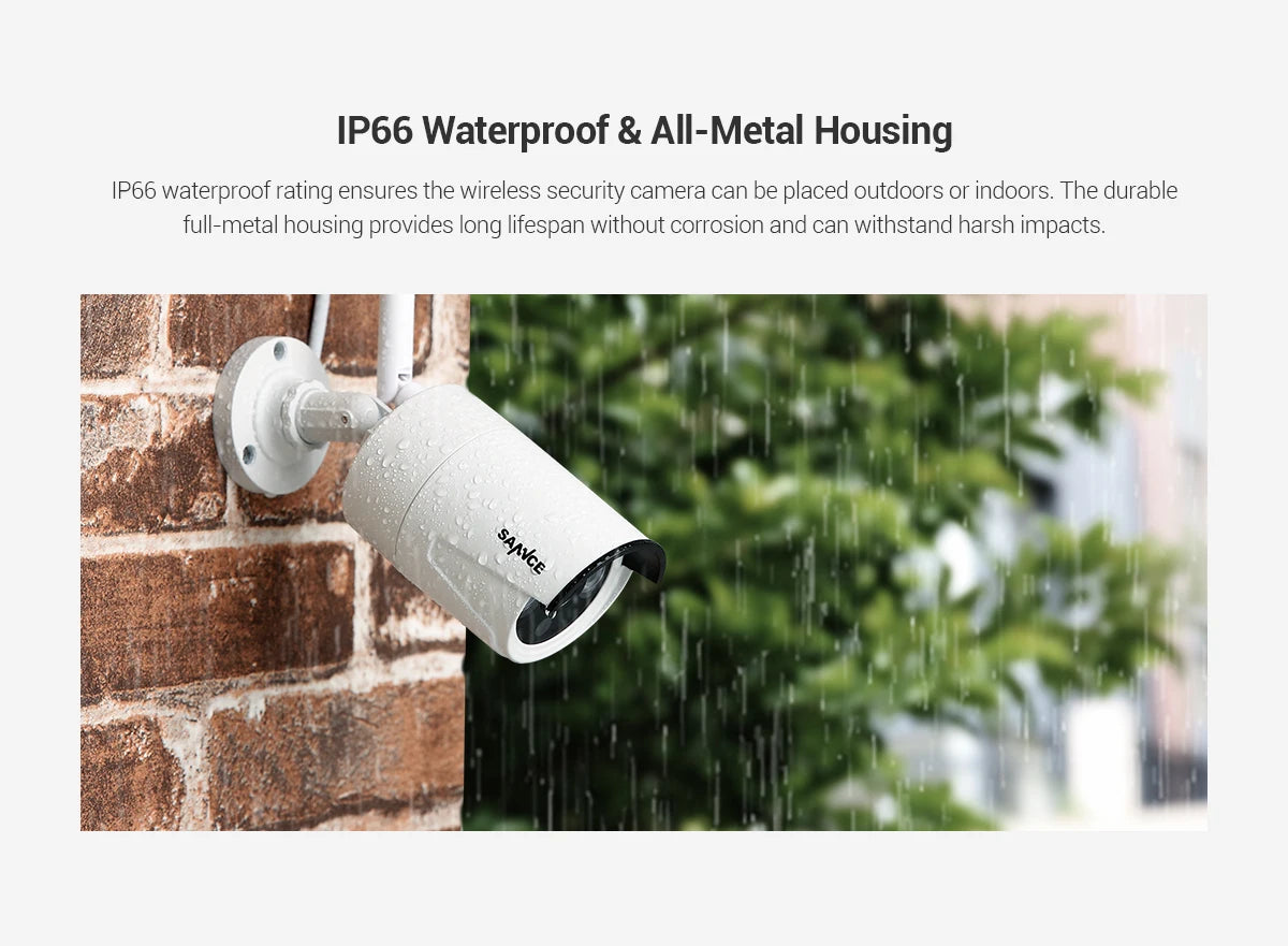 SANNCE 3MP WiFi Outdoor Cameras | Smart IR, EXIR Night Vision, Weatherproof, Email Alerts (2‑Pack)