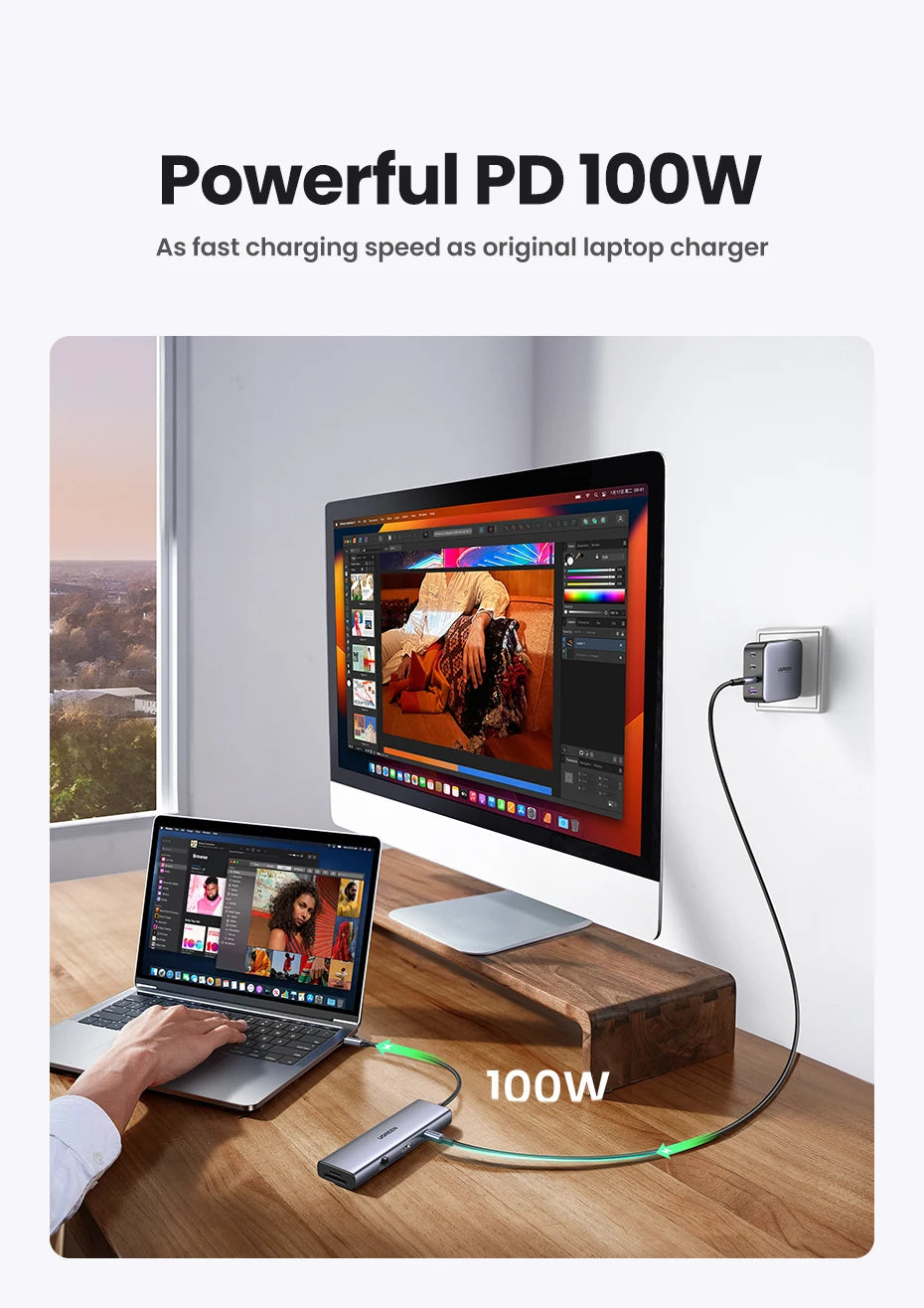 UGREEN 8-v-1 zvezdišče USB-C s 4K60Hz HDMI, gigabitnim Ethernetom, SD/TF, USB-A in USB-C