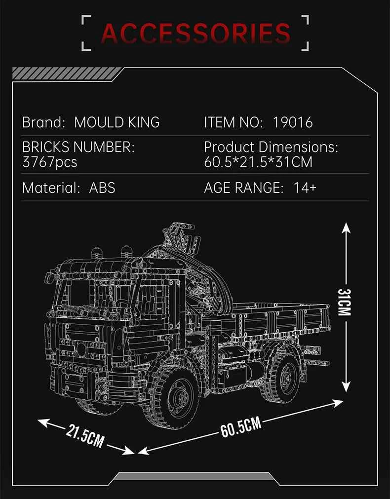 Mould King 19016 RC Truck‑Mounted Crane Transport Vehicle - Limetastore