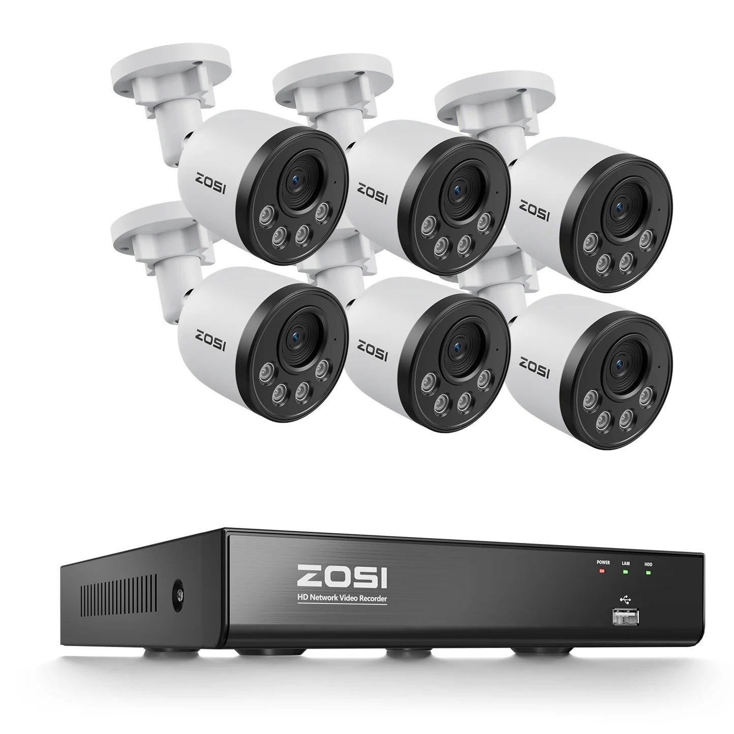 Varnostni kamerov sistem ZOSI 4K PoE NVR z 8MP vodoodpornimi žičnimi PoE kamerami H.265+ 4K/8MP 8-kanalni CCTV NVR za 24/7 nadzor doma