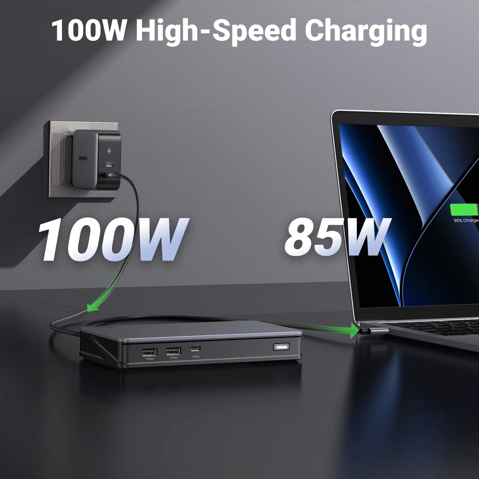 UGREEN 9‑v‑1 priklopna postaja DisplayLink USB‑C z dvojnim 4K60Hz
