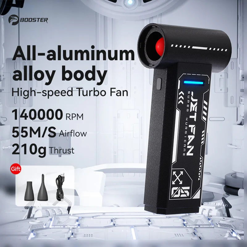 Booster W05 Jet Fan – 140.000 RPM brezkrtačni turbo zračni ventilator | Prenosni akumulatorski puhalnik zraka