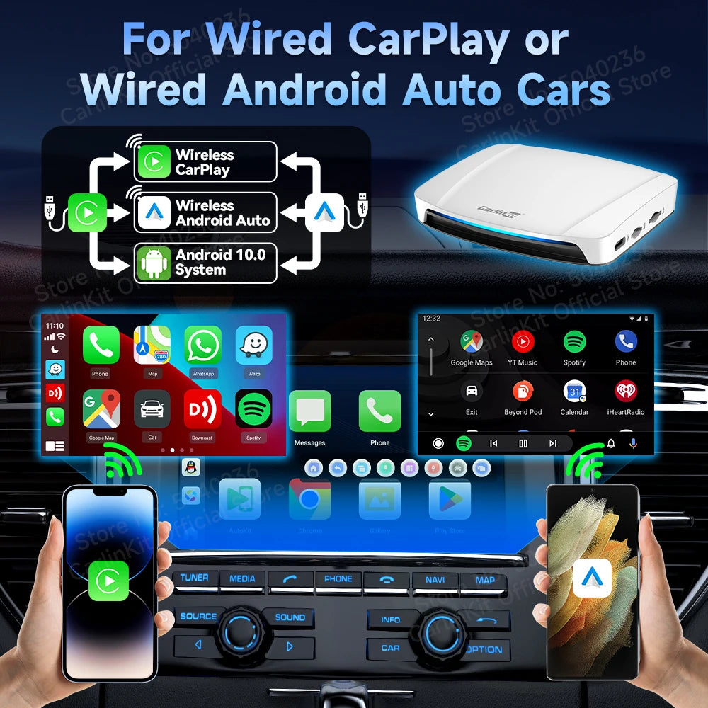 CarlinKit Android 13 SDM660 HDMI brezžični CarPlay AI Box
