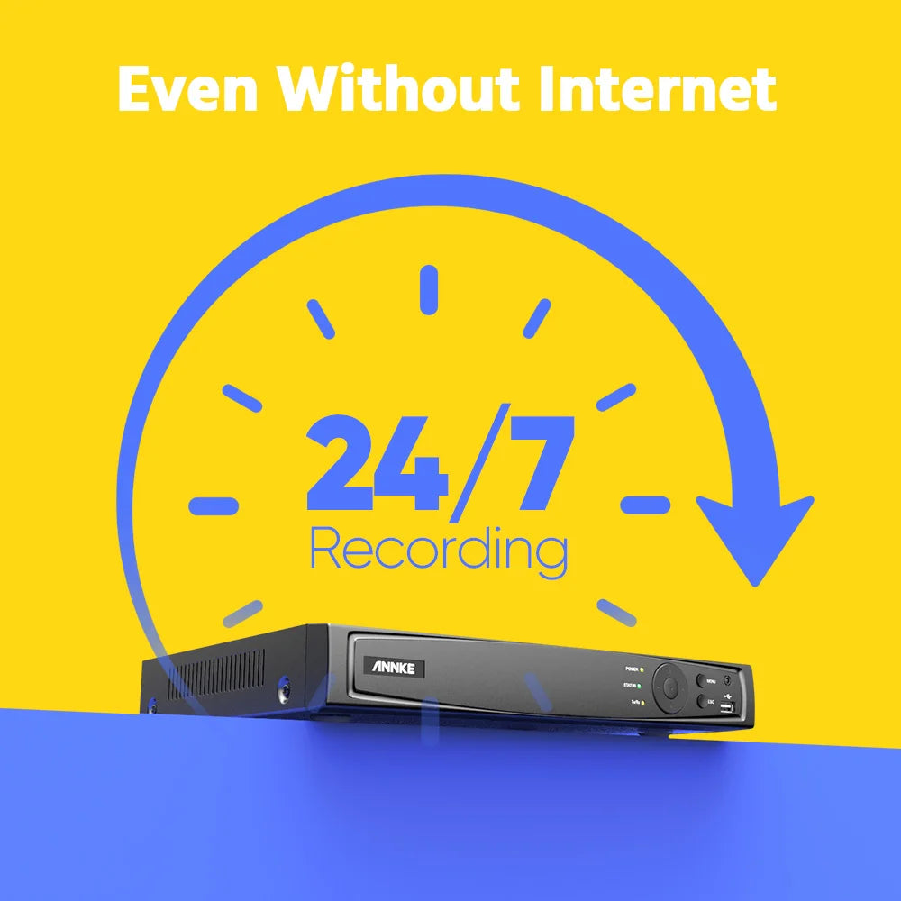 ANNKE 4K 8MP PoE CCTV sistem | 16-kanalni NVR H.265, 16× 8MP EXIR kamere, 30m nočni vid