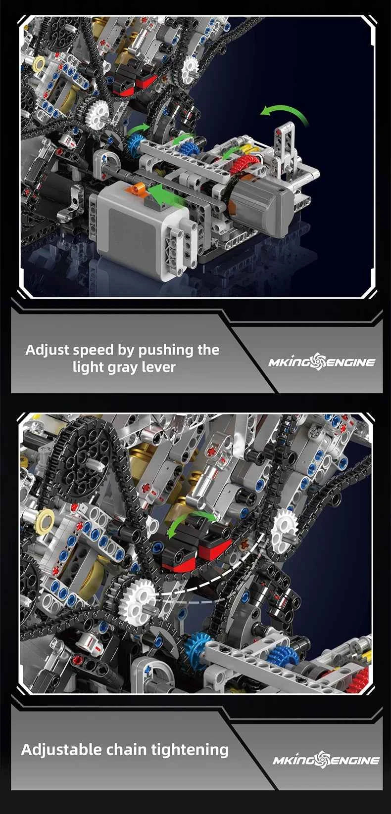 Mould King 10130 F488 Supercar V8 Engine Building Set | Technical Car Part - Limetastore