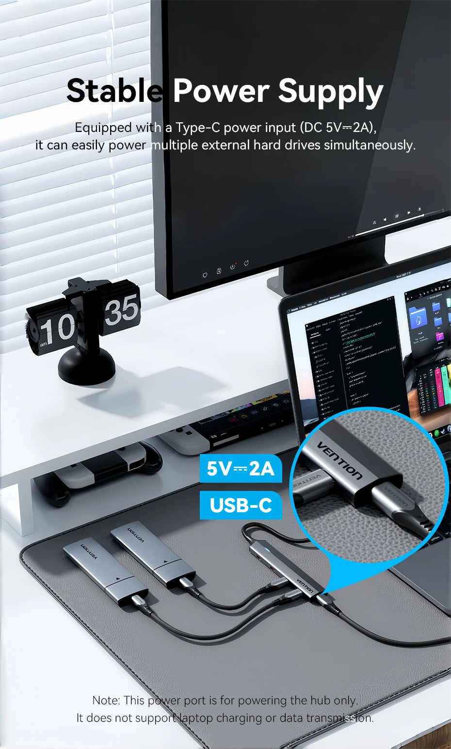 Vention USB‑C 3.2 Gen2 Hub | 4× USB‑C 10Gbps Aluminum Alloy Splitter