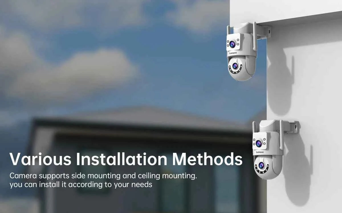 Lenovo 4K 6MP WiFi Surveillance Camera Outdoor Security Dual Lens Dual Screen AI Tracking PTZ IP Camera CCTV Video Surveillance - Limetastore