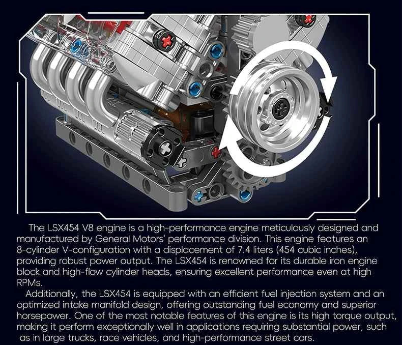 Mould King 10171 Motorized Technical Car – LSX454 V8 Engine Building Block Model for Kids & Collectors - Limetastore