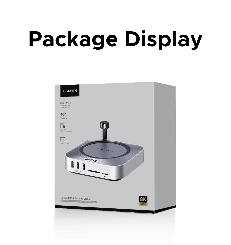 UGREEN 40Gbps Mac Mini M4 priklopna postaja z dvojnim USB-C, M.2 NVMe SSD ohišjem