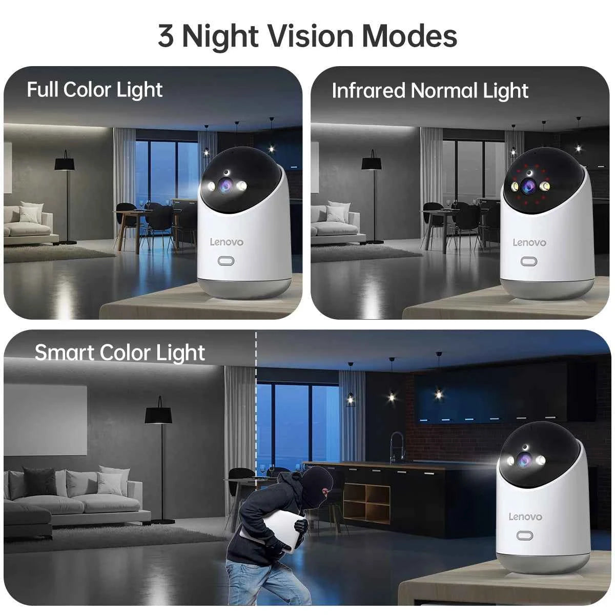 Lenovo 3K WiFi Camera Home Indoor Security IP Camera Color Night Auto Tracking CCTV Video Surveillance Camera Smart Baby Monitor - Limetastore