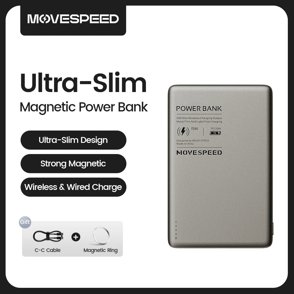 MOVESPEED magnetna baterija 10000 mAh tanka MagSafe za iPhone Samsung