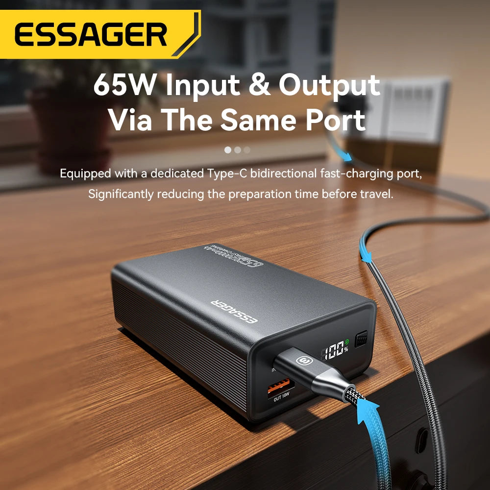 ESSAGER 20000 mAh prenosna baterija 65 W PD za iPhone 17 MacBook