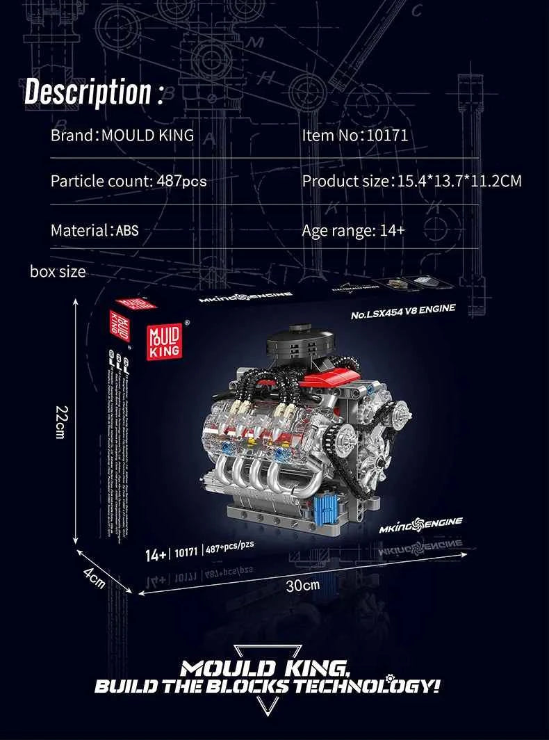 Mould King 10171 Motorized Technical Car – LSX454 V8 Engine Building Block Model for Kids & Collectors - Limetastore