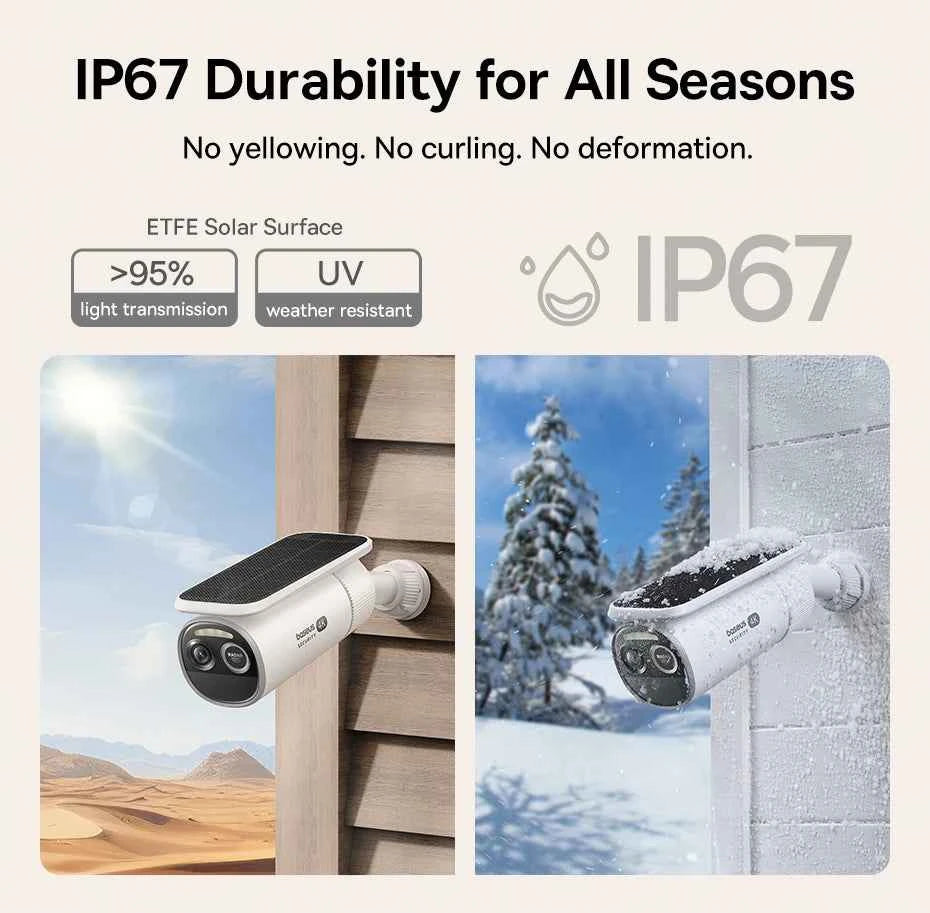 Baseus Security S2 Outdoor Camera 4K Clarity Solar Wireless Wifi Camera Smart Face ID IP67 Waterproof 145°FOV Smart App Control - Limetastore