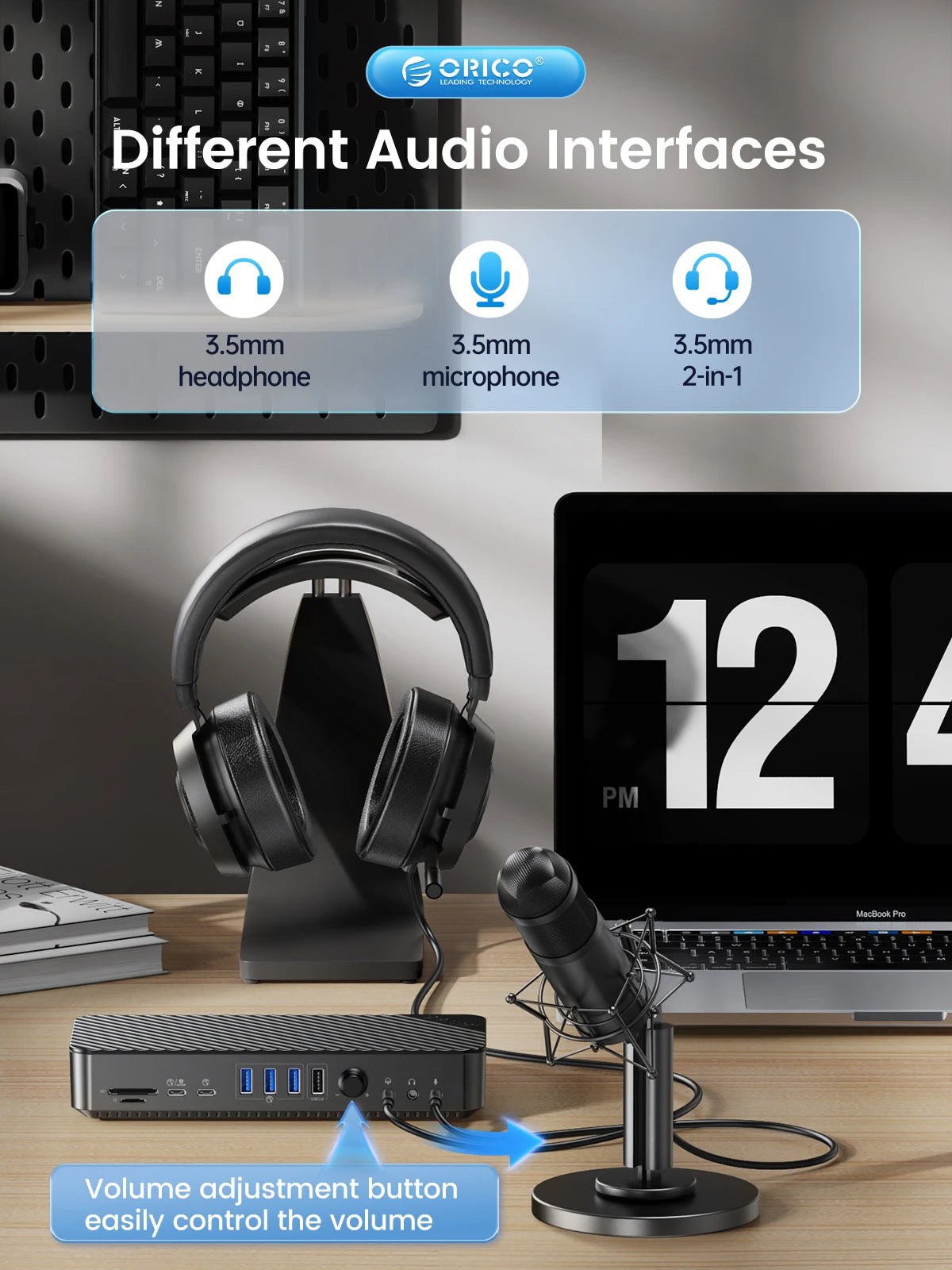 ORICO 19‑in‑1 USB‑C Desktop Docking Station with 4K HDMI, VGA, RJ45, PD Charging