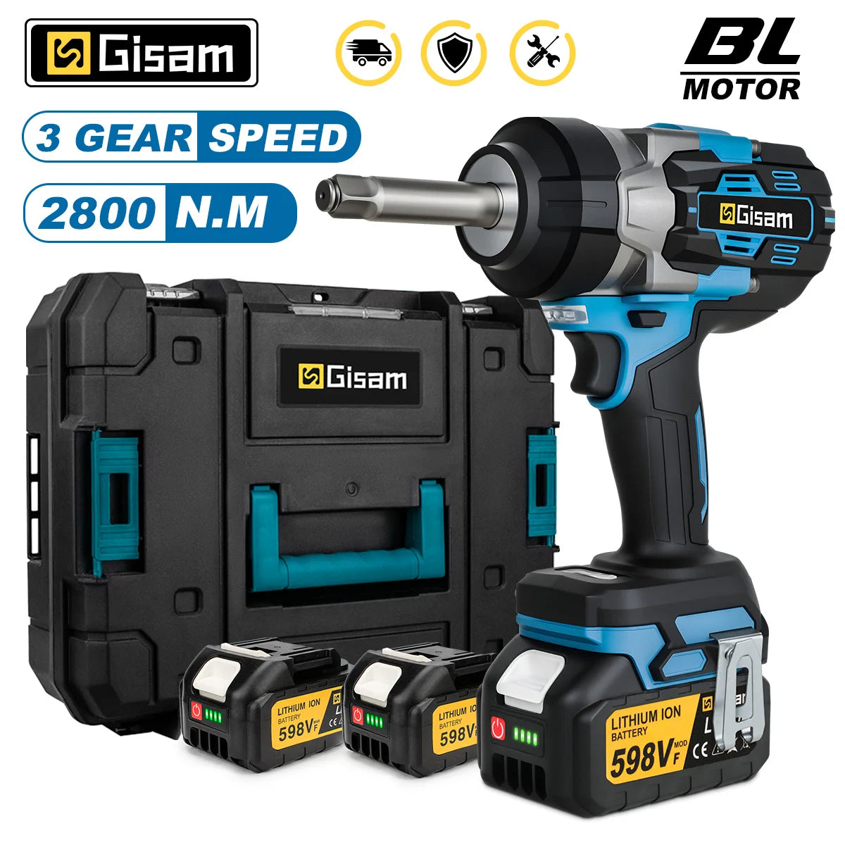 Gisam 2800N.m brezkrtačni udarni vijačnik 1/2"