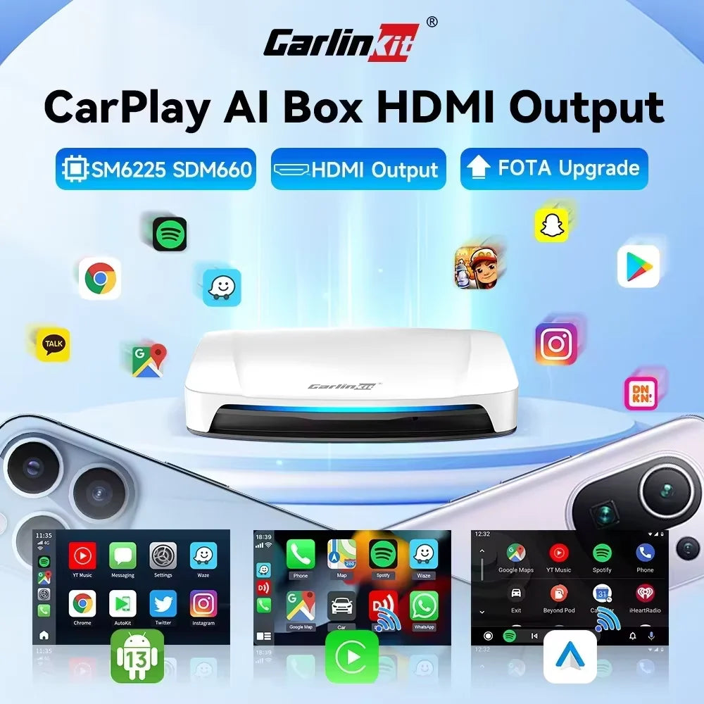 CarlinKit Android 13 SDM660 HDMI brezžični CarPlay AI Box