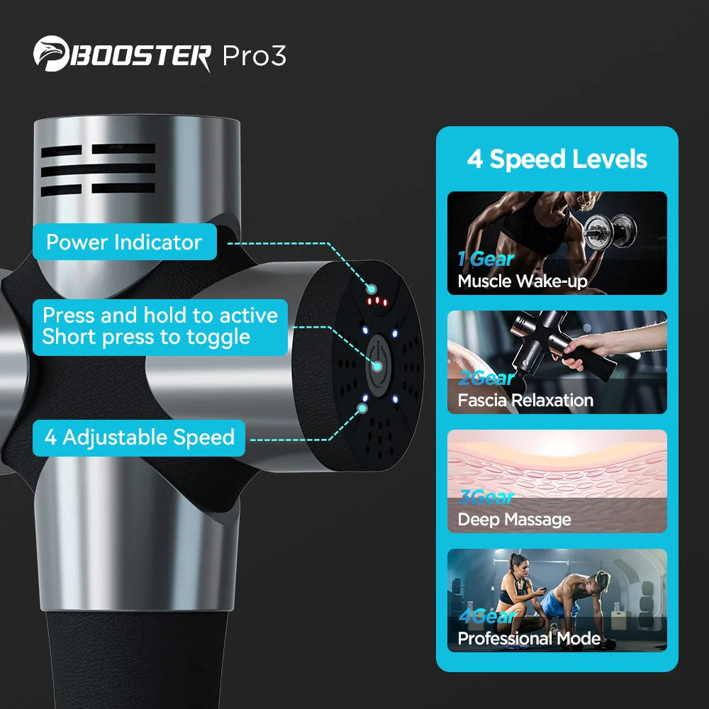 Booster Pro 3 – profesionalna masažna pištola za globoko tkivo | stimulator mišic, tih tolkalni masažer