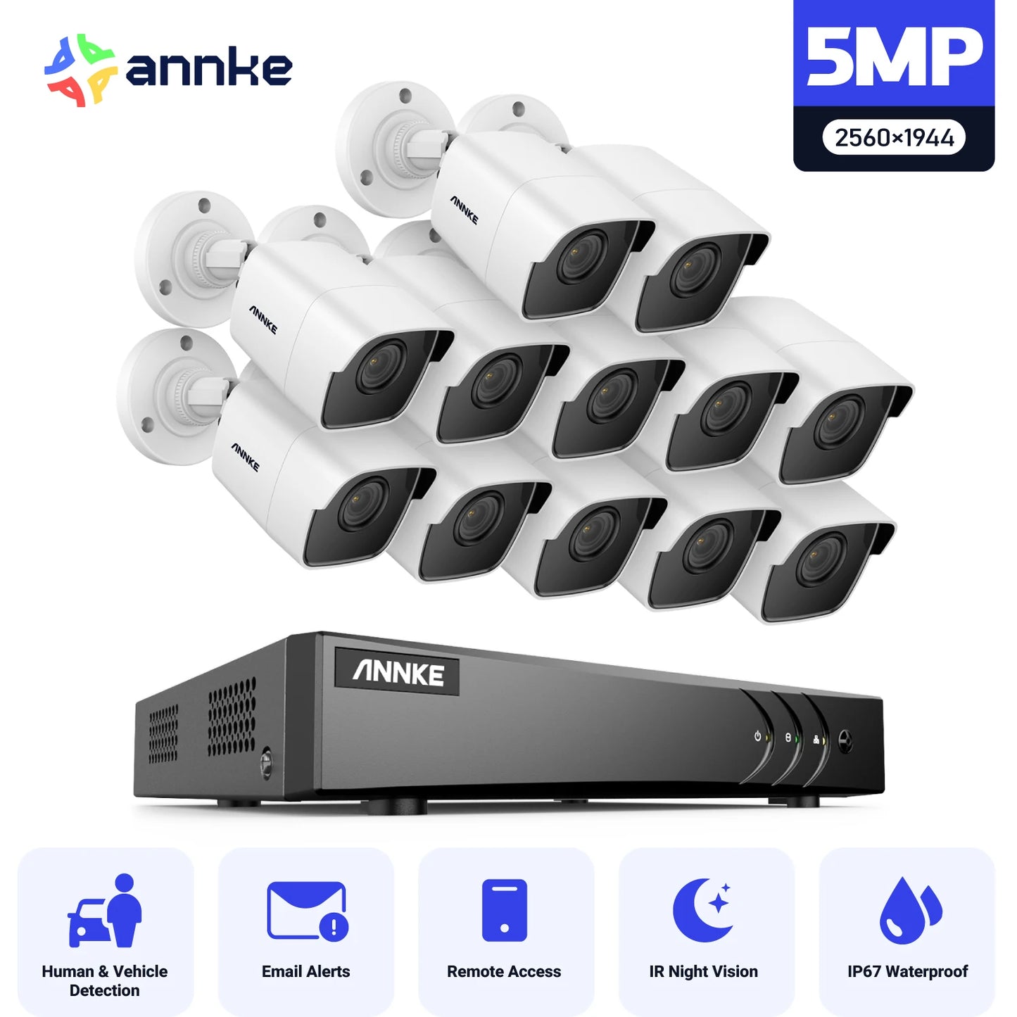 ANNKE 5MP Lite CCTV sistem | H.265+ DVR, Bullet kamere, IR nočni vid
