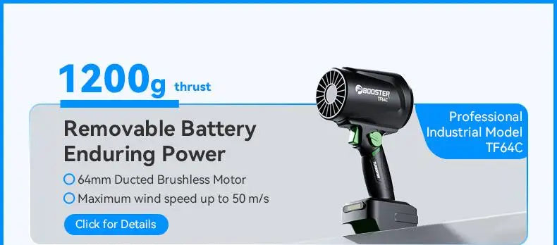 Pospeševalni turbo ventilator TF40 – brezkrtačni visokohitrostni prenosni pihalnik zraka