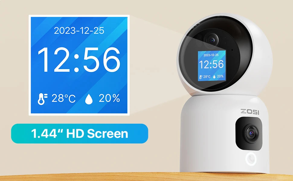 ZOSI 360° PTZ pametna domača varnostna kamera – notranji WiFi monitor za dojenčke in hišne ljubljenčke s samodejnim sledenjem, zaznavanjem z umetno inteligenco in HD nočnim vidom