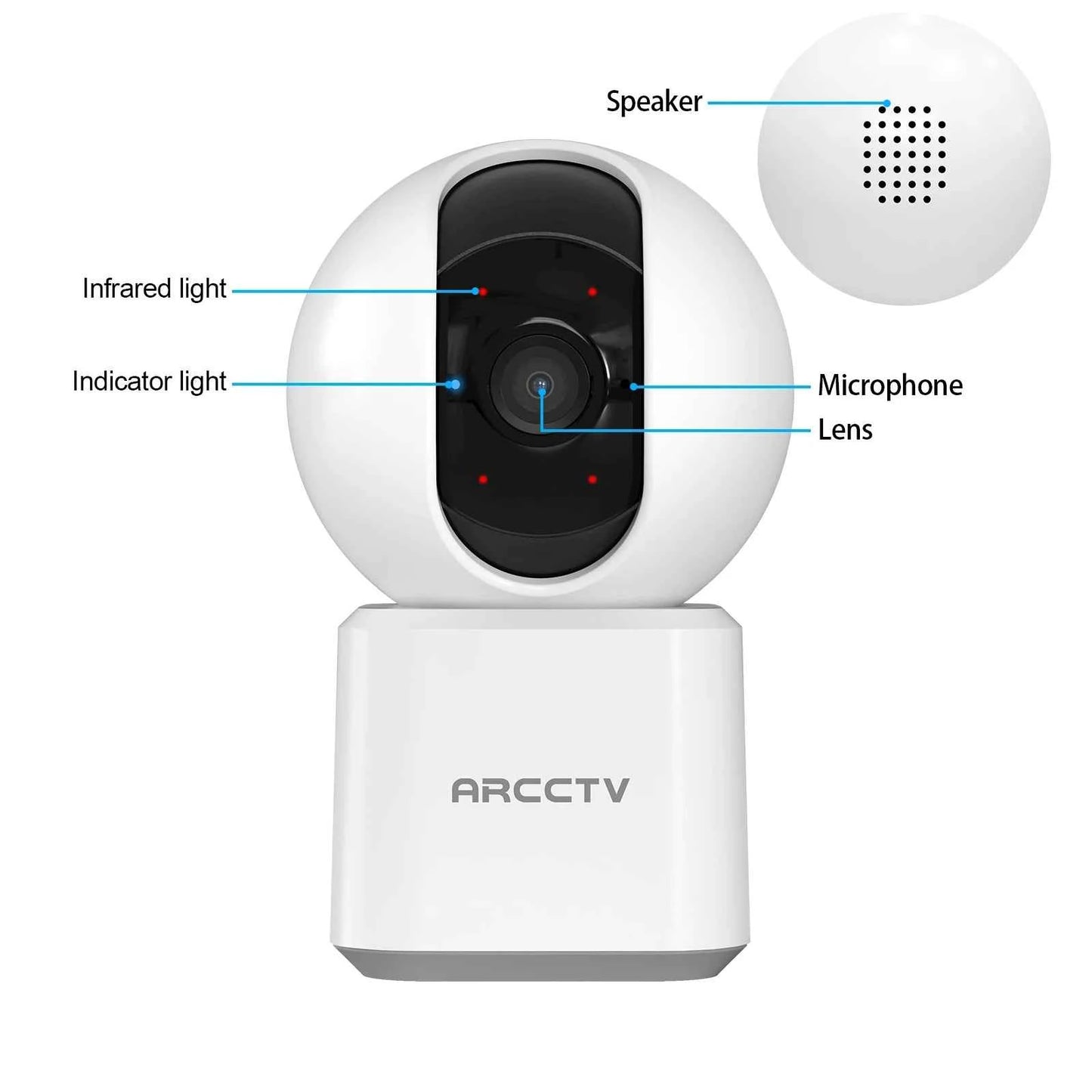 ARCCTV 4MP WiFi Surveillance Baby Monitor Camera HD Two Way Talk IR Night Vision Security PTZ Camera 360° View Auto Tracking - Limetastore