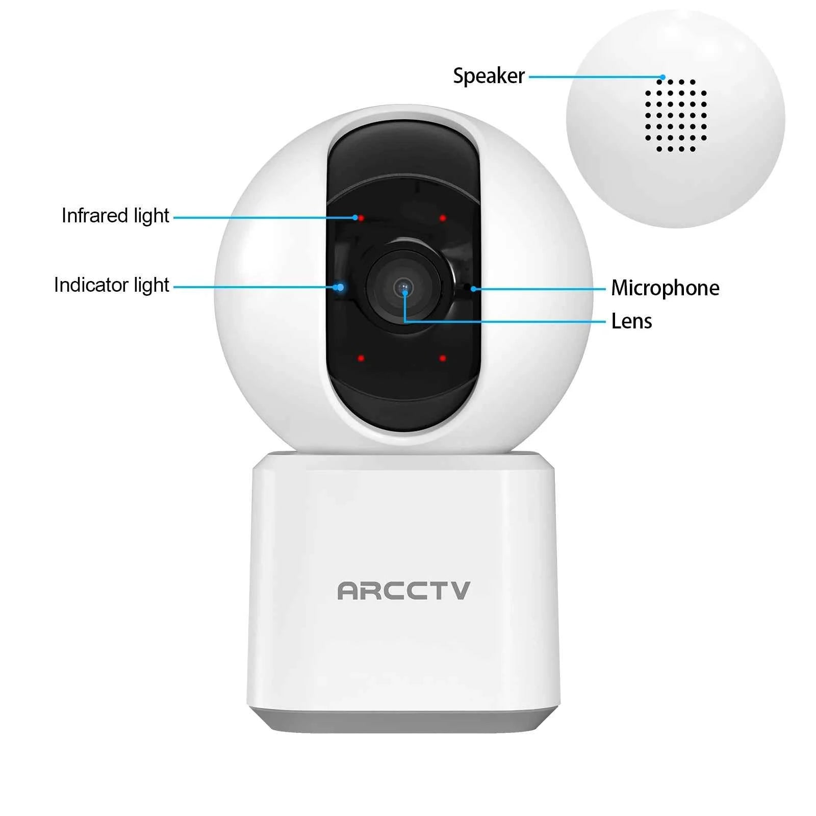 ARCCTV 4MP WiFi Surveillance Baby Monitor Camera HD Two Way Talk IR Night Vision Security PTZ Camera 360° View Auto Tracking - Limetastore