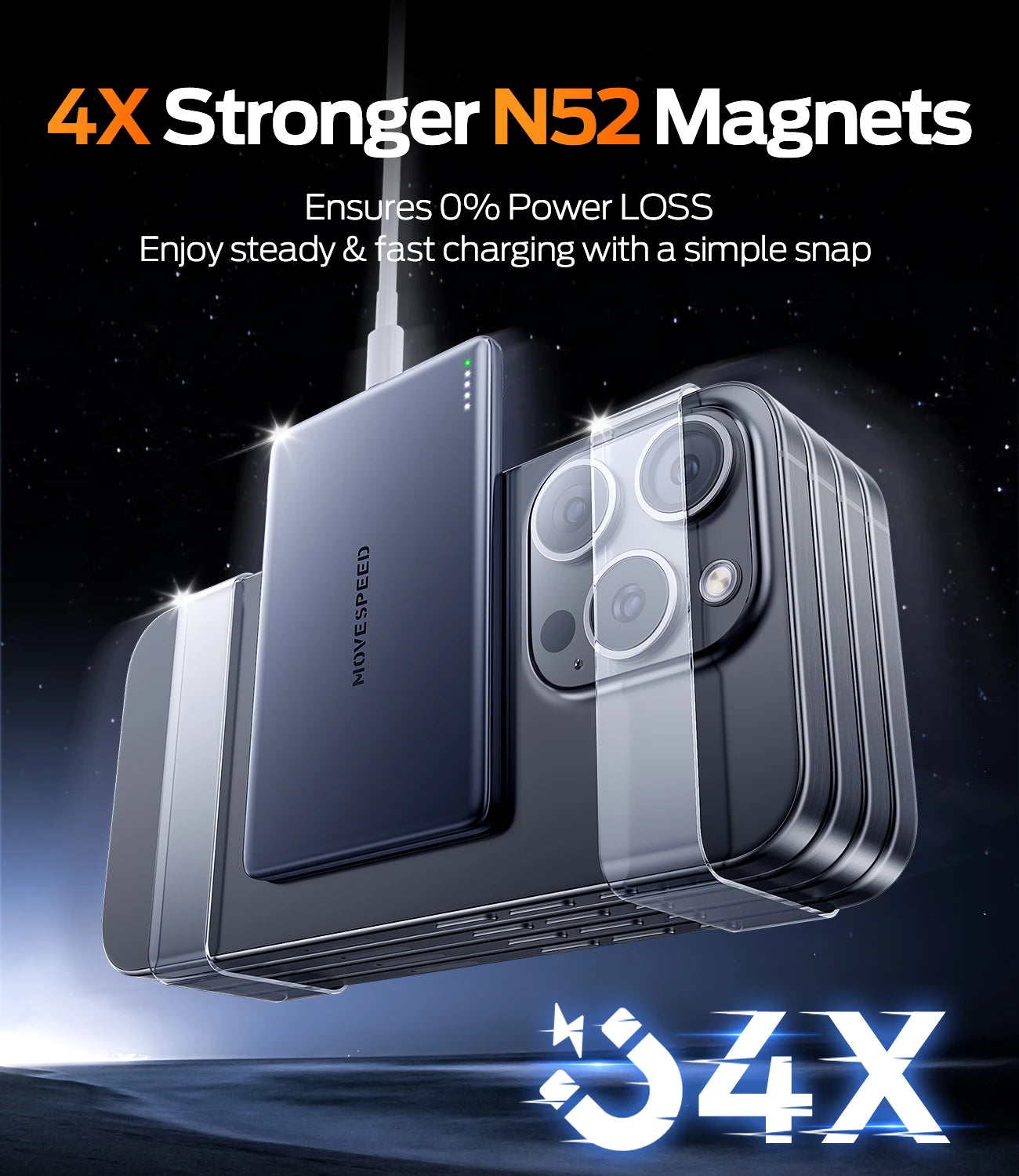 MOVESPEED magnetna baterija 10000 mAh tanka MagSafe za iPhone Samsung