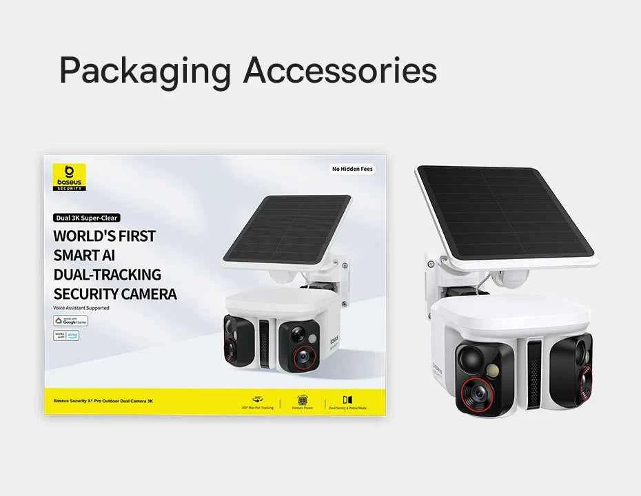 Baseus Security X1 Pro Outdoor Dual Camera Wireless 3K Camera Solar Panel Face Recognition Smart AI Tracking Security Camera - Limetastore