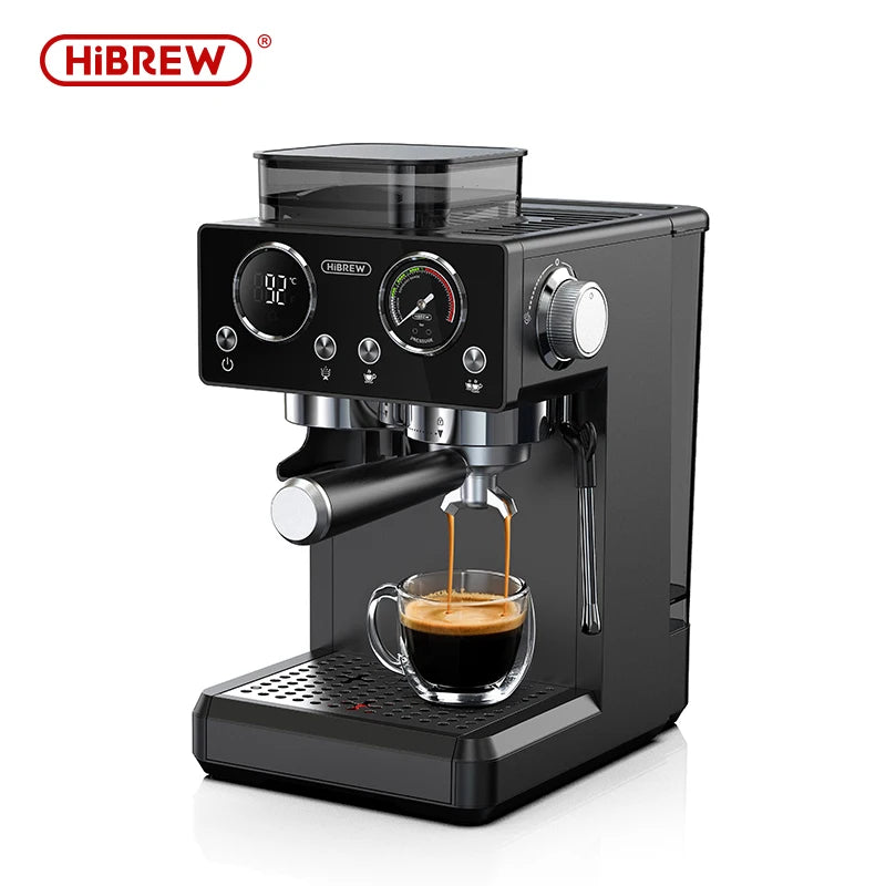 HiBREW H20 – Semi‑Automatic Espresso Machine | 20‑Bar Pressure | Built‑In Grinder with 20 Grind Settings