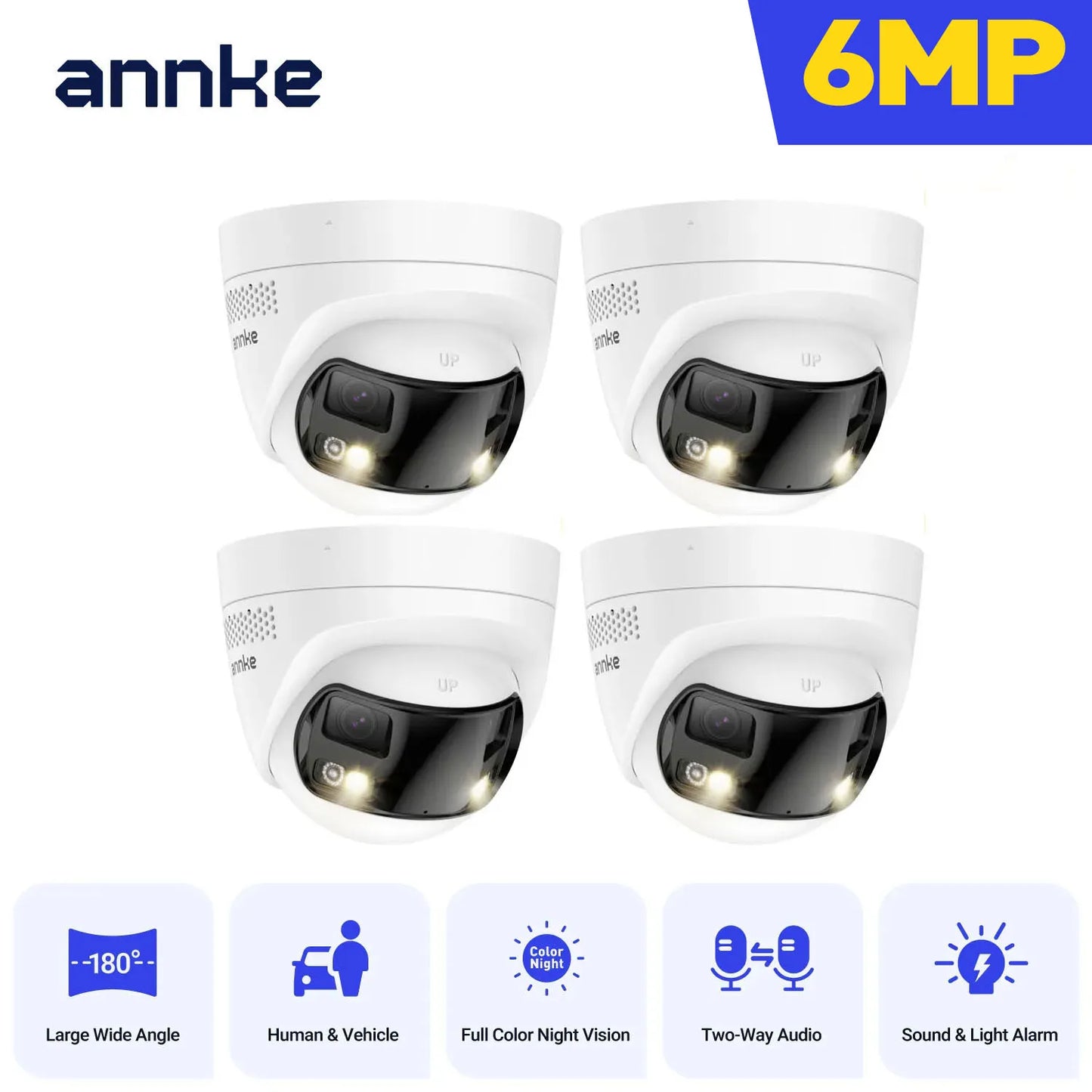 ANNKE 6MP 180° panoramska kamera | Dvojna leča, barvni nočni vid, zaznavanje z umetno inteligenco