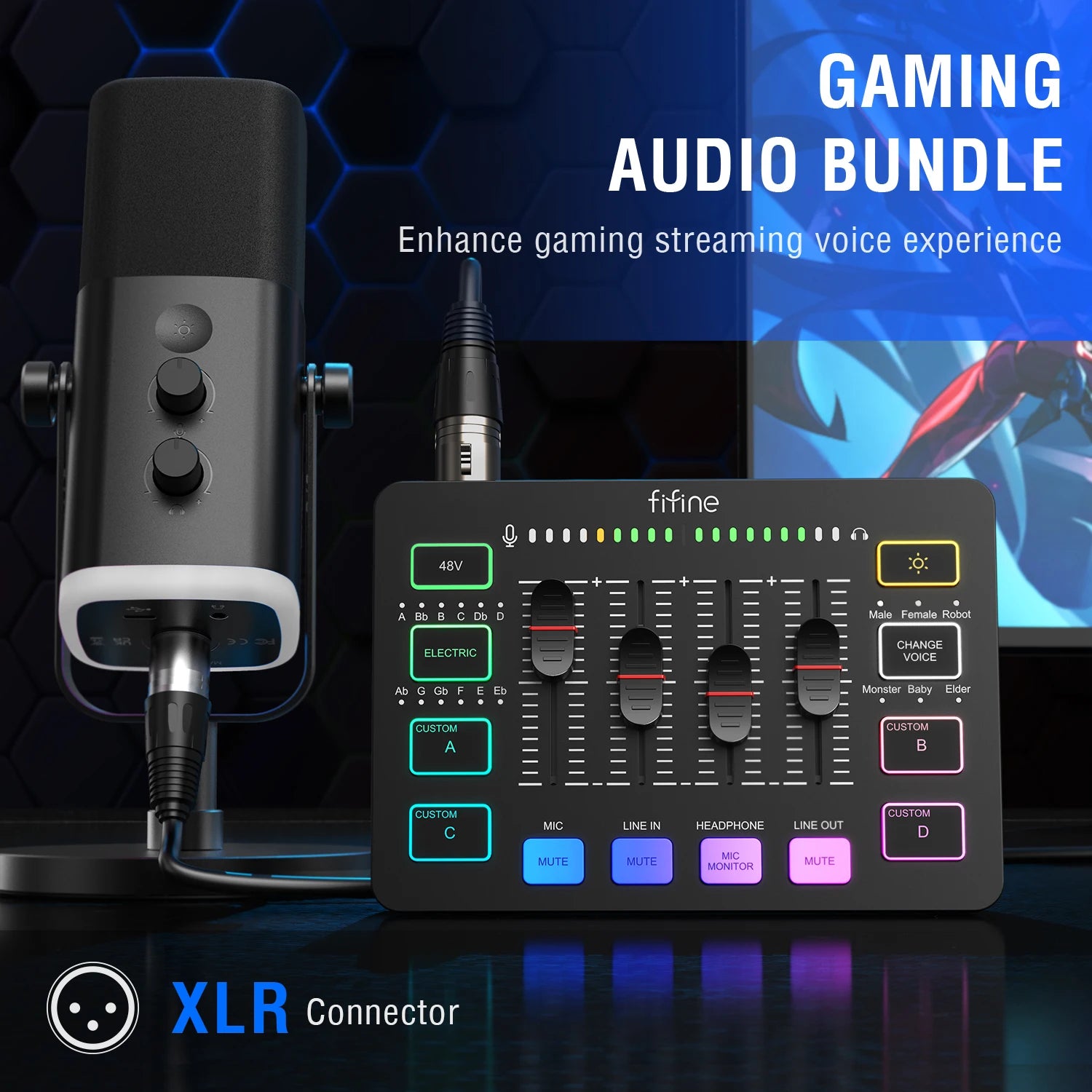 FIFINE Professional Gaming Audio Set | AM8 Mic, SC3 Mixer & H9 Headset Bundle - Limetastore