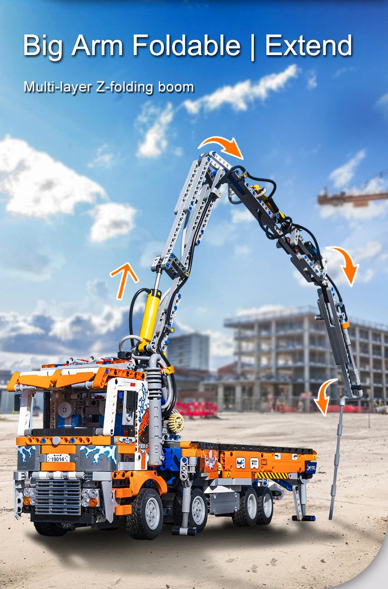 Mould King 19014 Pneumatic Concrete Pump Truck | RC Technical Construction Vehicle Building Set - Limetastore