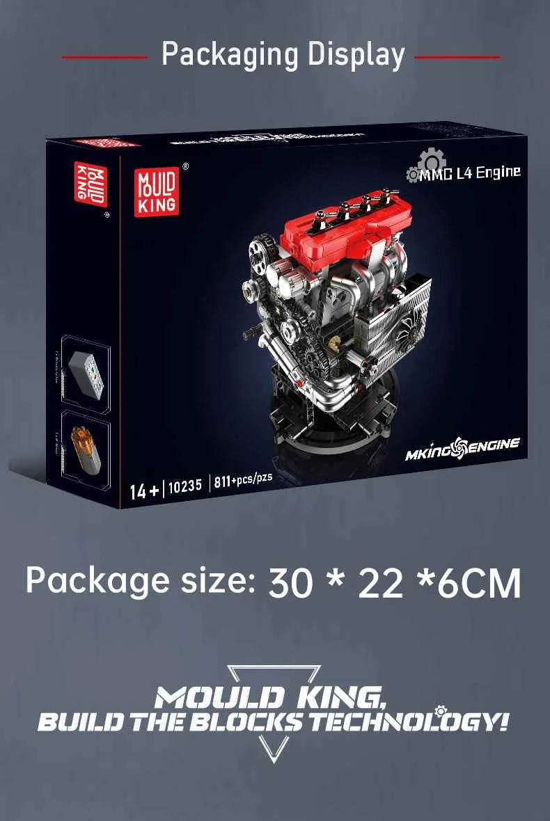 Mould King 10235 Motorized MMC L4 Engine Building Set | 4G63T Replica - Limetastore