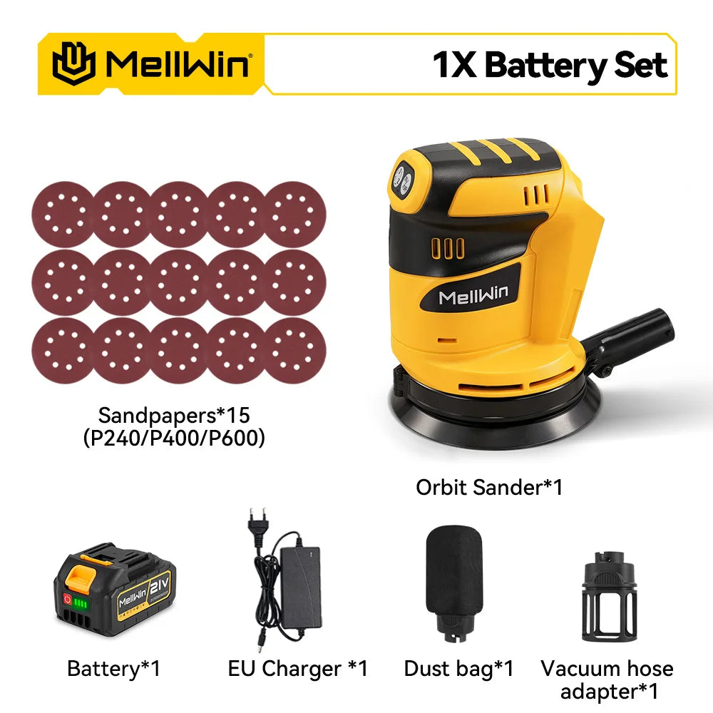 Cordless  Sander With Dust Box 3 Speed Cordless Disc Orbital Sander Polisher Machine For Makita 18V Battery Pin - Limetastore