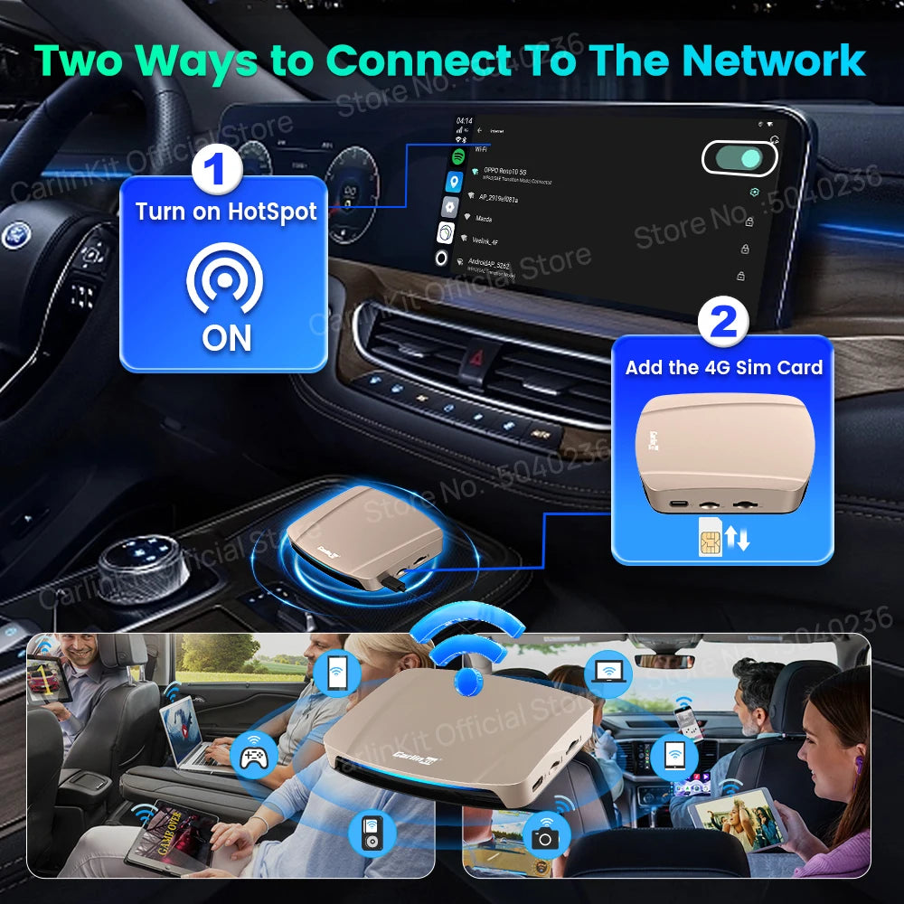 CarlinKit Tbox-Ultra Android 15 8+128GB Brezžični CarPlay AI Box